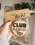 Holzscheibe / Untersetzer „Club Aperol“