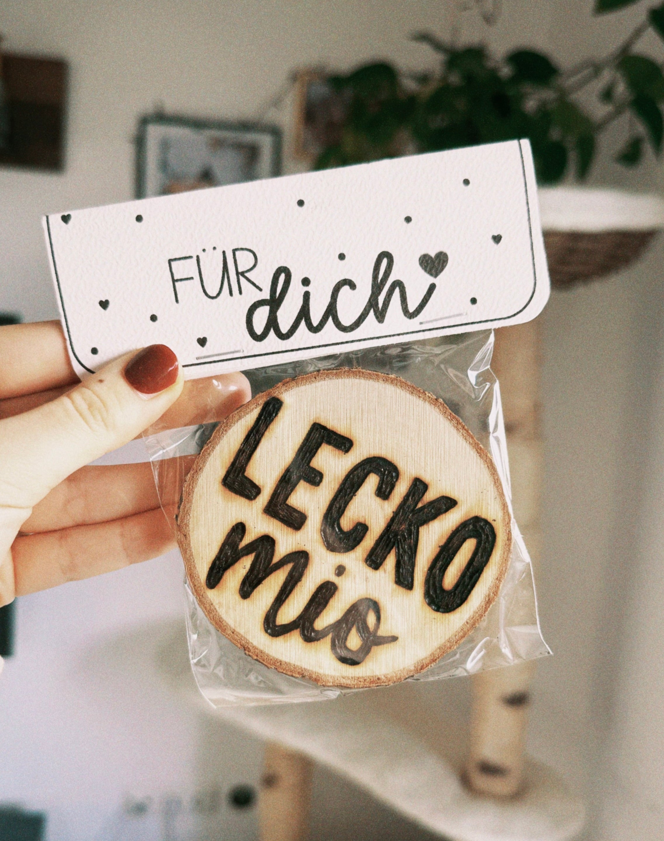 Holzscheibe / Untersetzer „lecko mio“