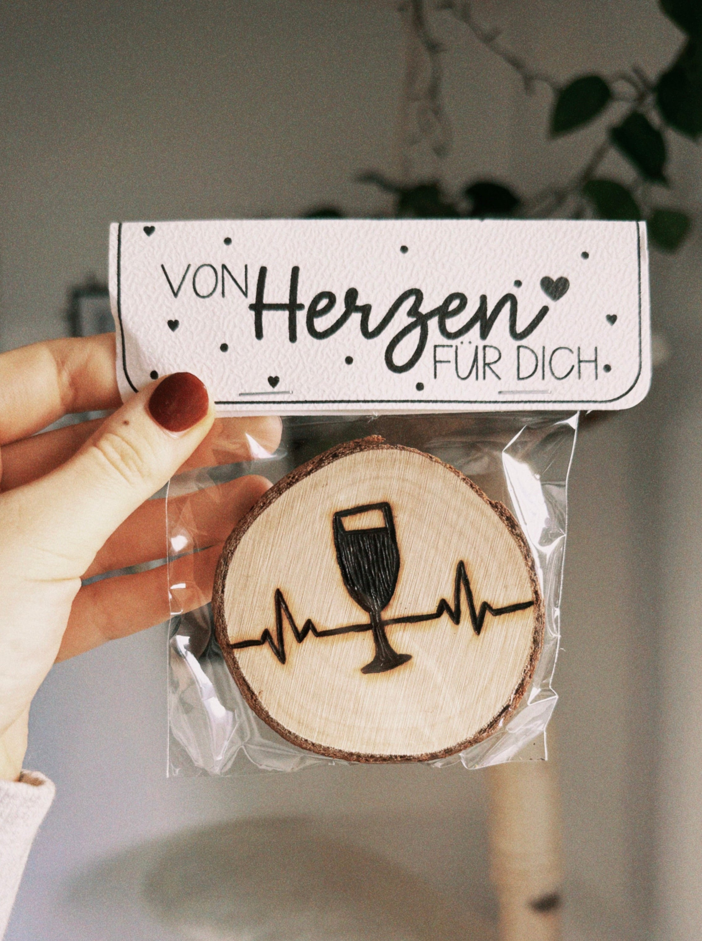 Holzscheibe / Untersetzer „Sekt“