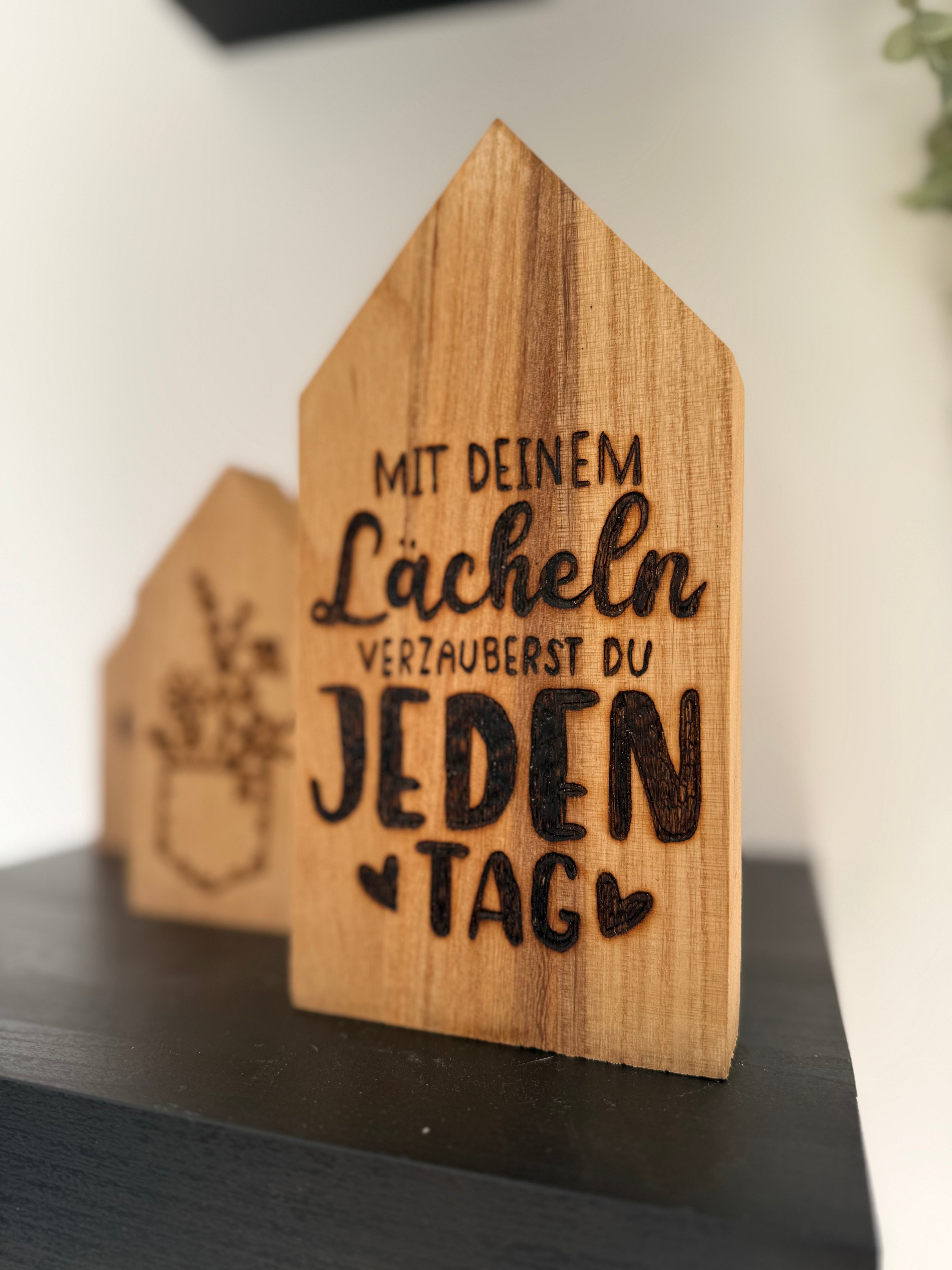 3er Set Holzhäuschen "Lächeln"