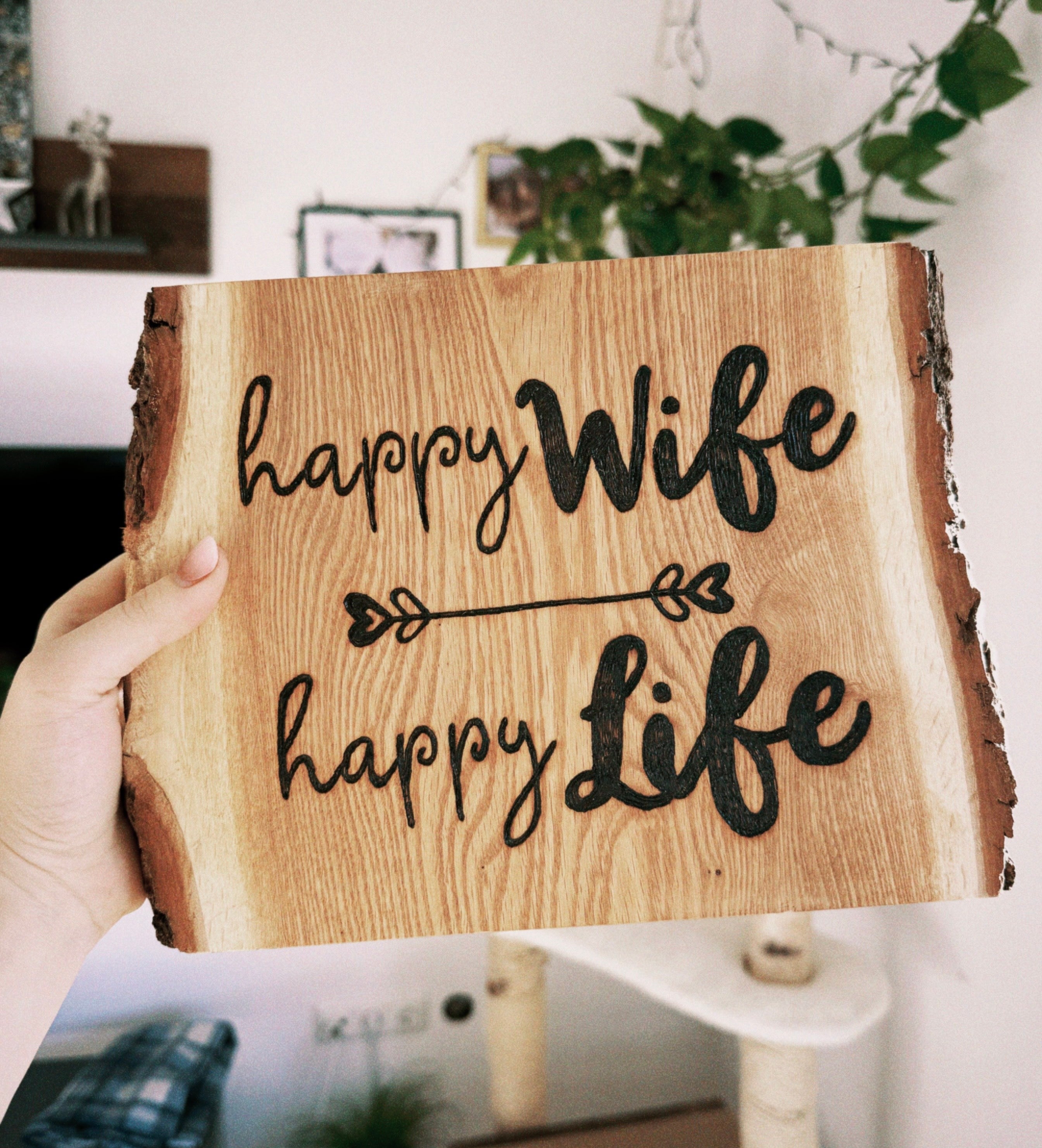 Deko Schild „Happy Wife“