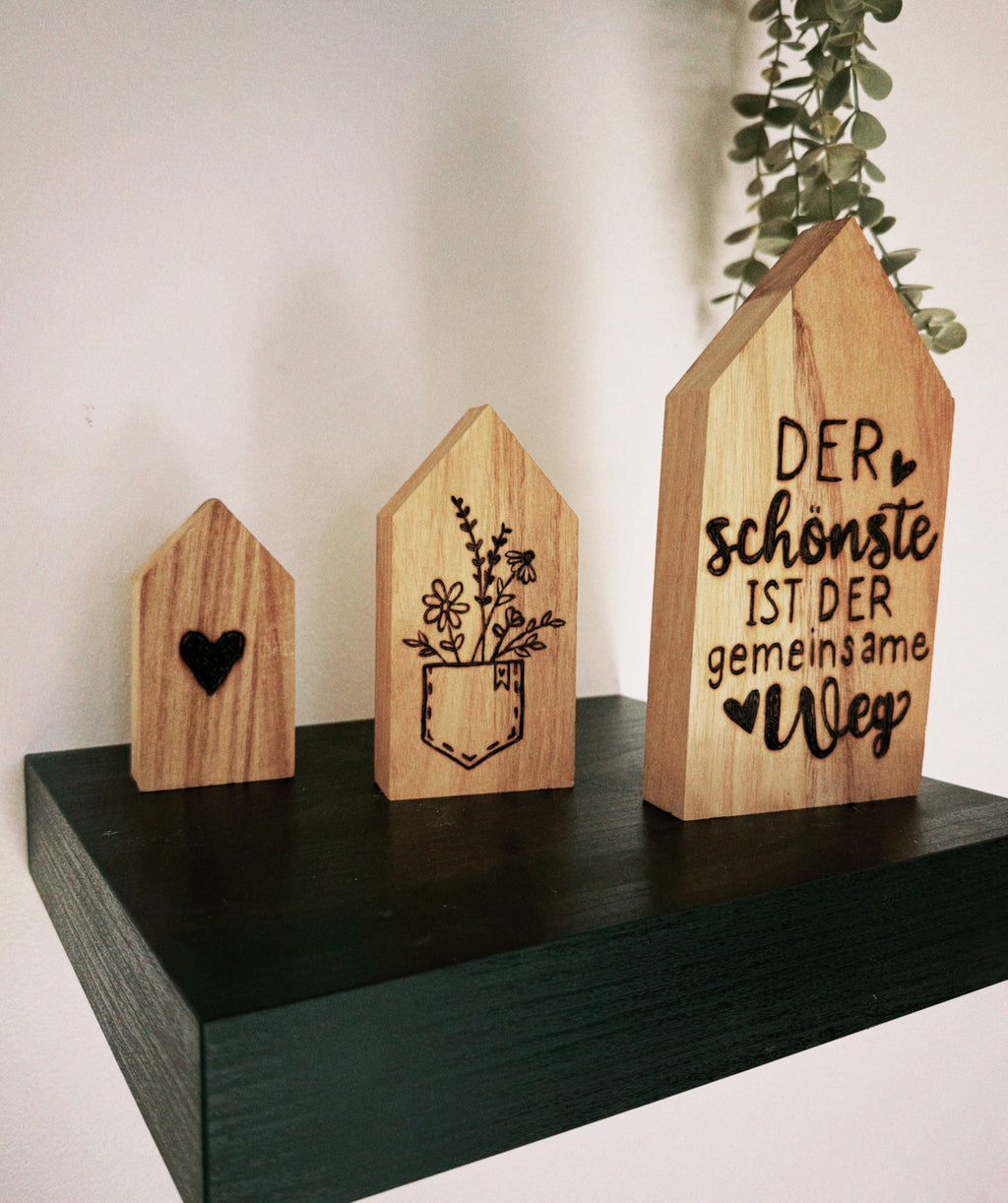 3er Set Holzhäuschen "gemeinsame Weg"