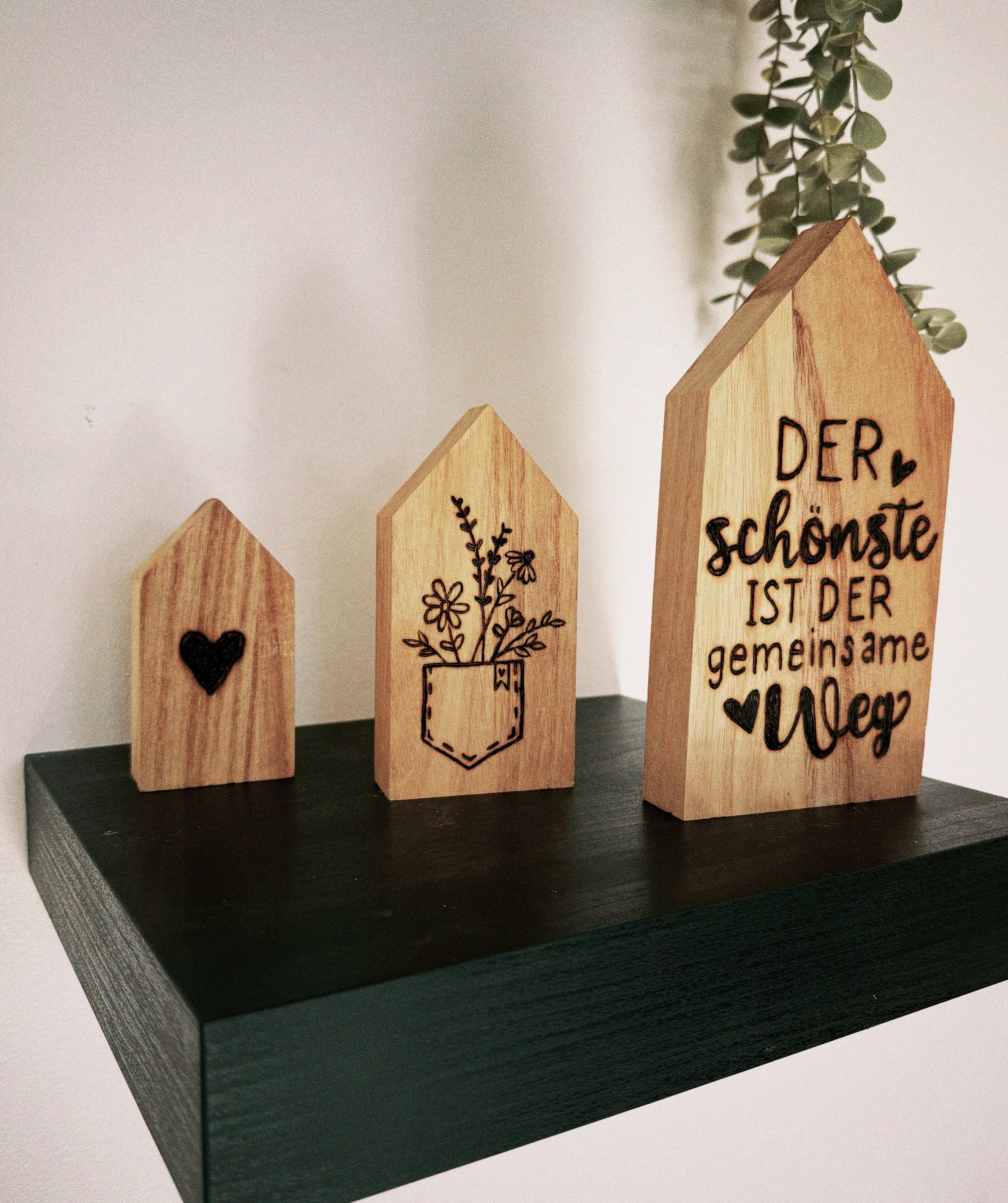 3er Set Holzhäuschen "gemeinsame Weg"