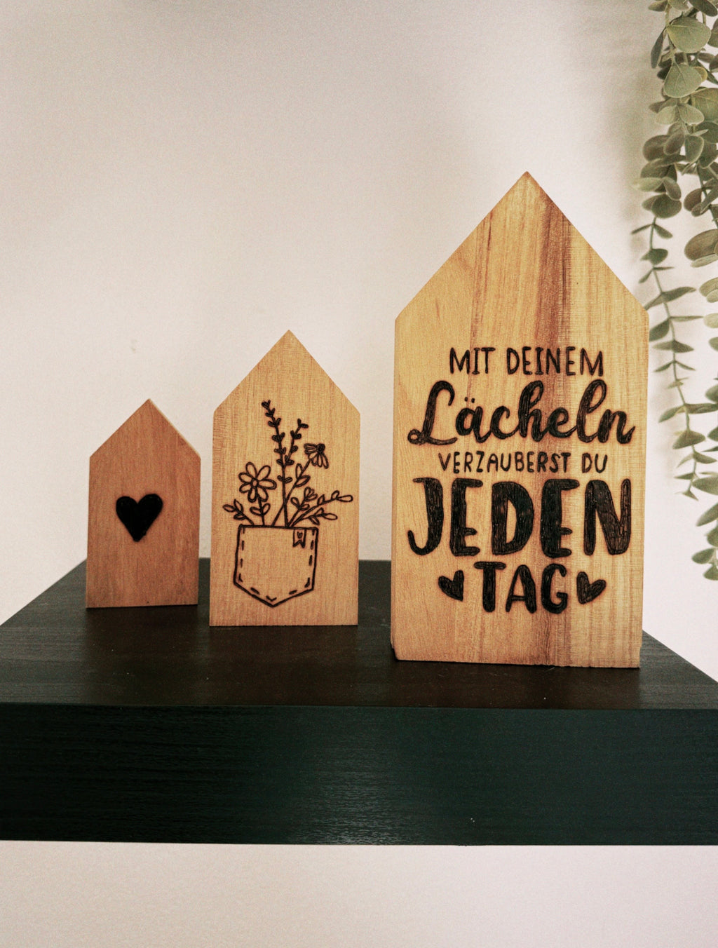 3er Set Holzhäuschen "Lächeln"