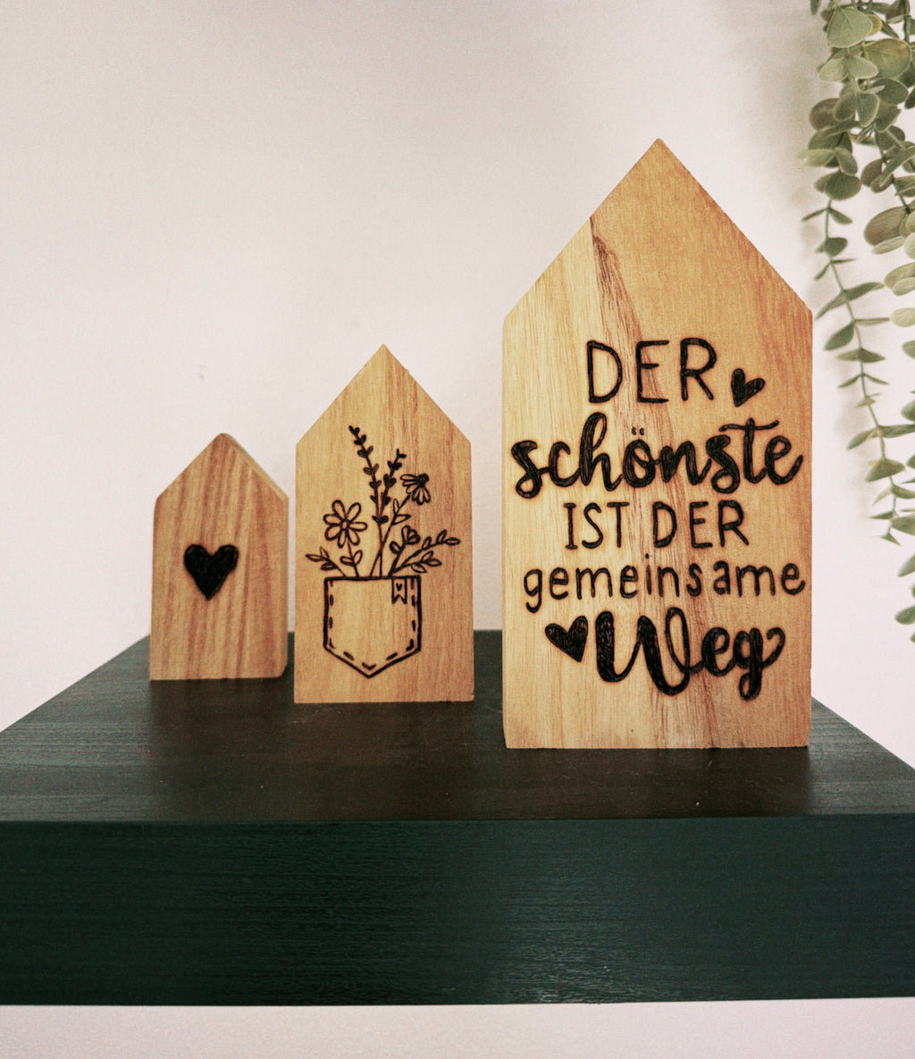 3er Set Holzhäuschen "gemeinsame Weg"